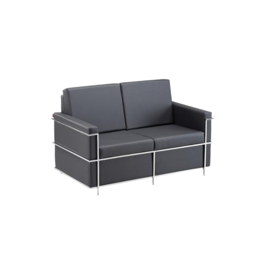Sofá De Espera Modular 02 Lugares Com Braços Base Inox