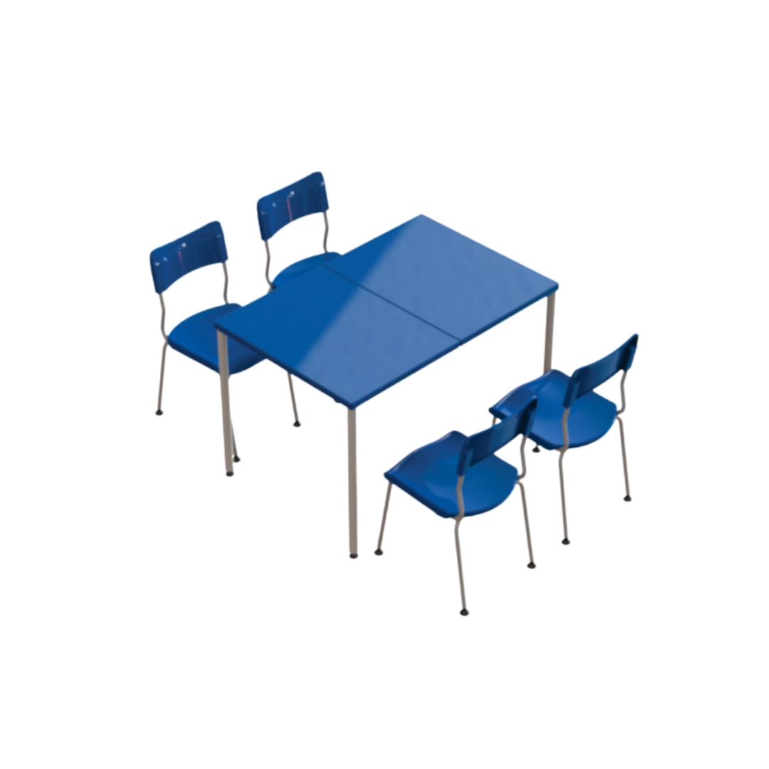 Conjunto Refeitório Adulto com Mesa Injetada – 4 Lugares