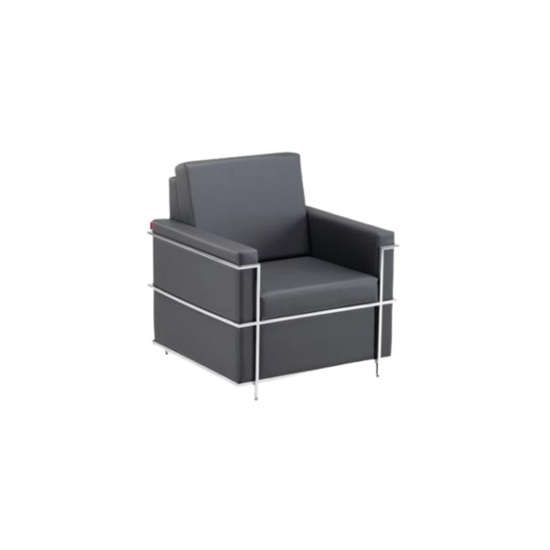 Sofá 01 Lugar Com Braços E Estrutura Em Aço Inox