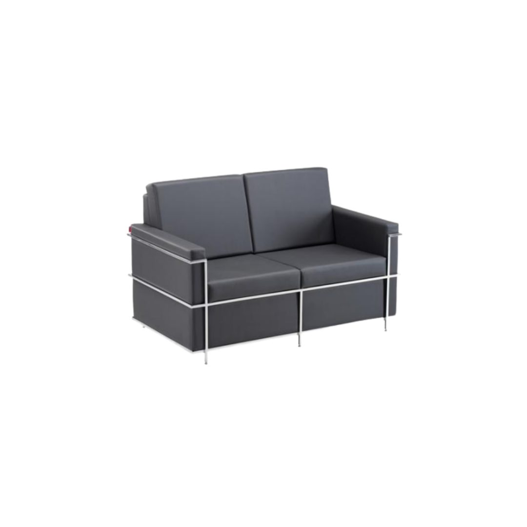 Sofá 02 Lugares Com Braços E Estrutura Em Aço Inox