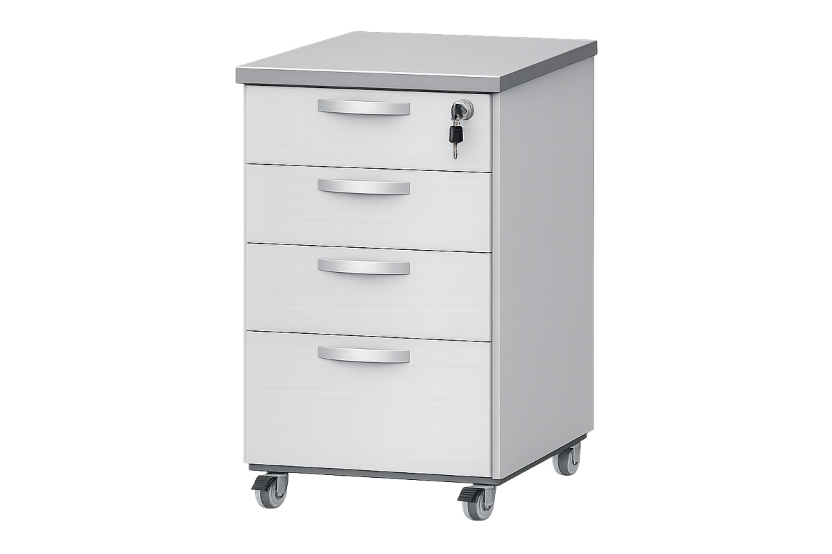 Gaveteiro Volante Em Mdp Com 4 Gavetas E Rodízios