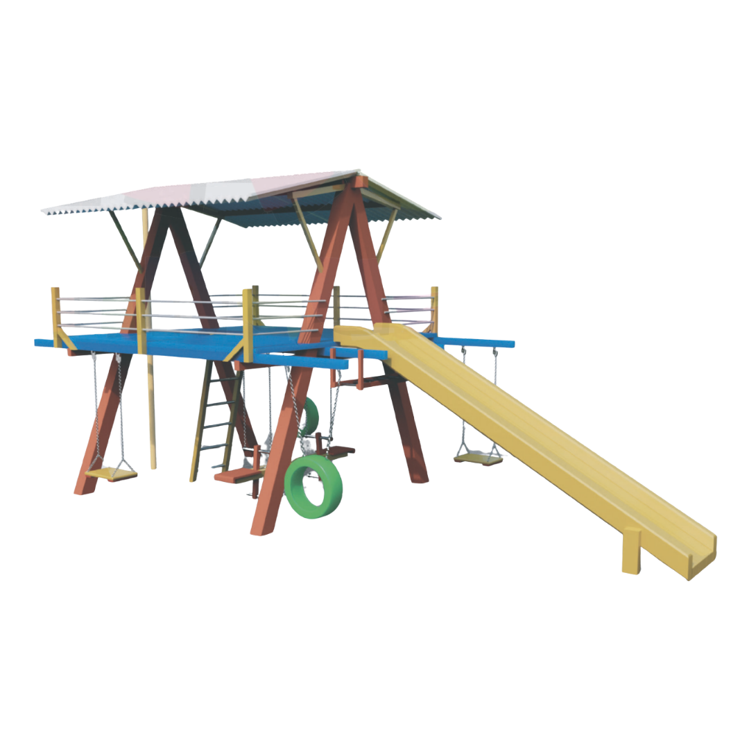 Casa do Tarzan em Madeira com 12 Brinquedos – Playground Infantil Completo