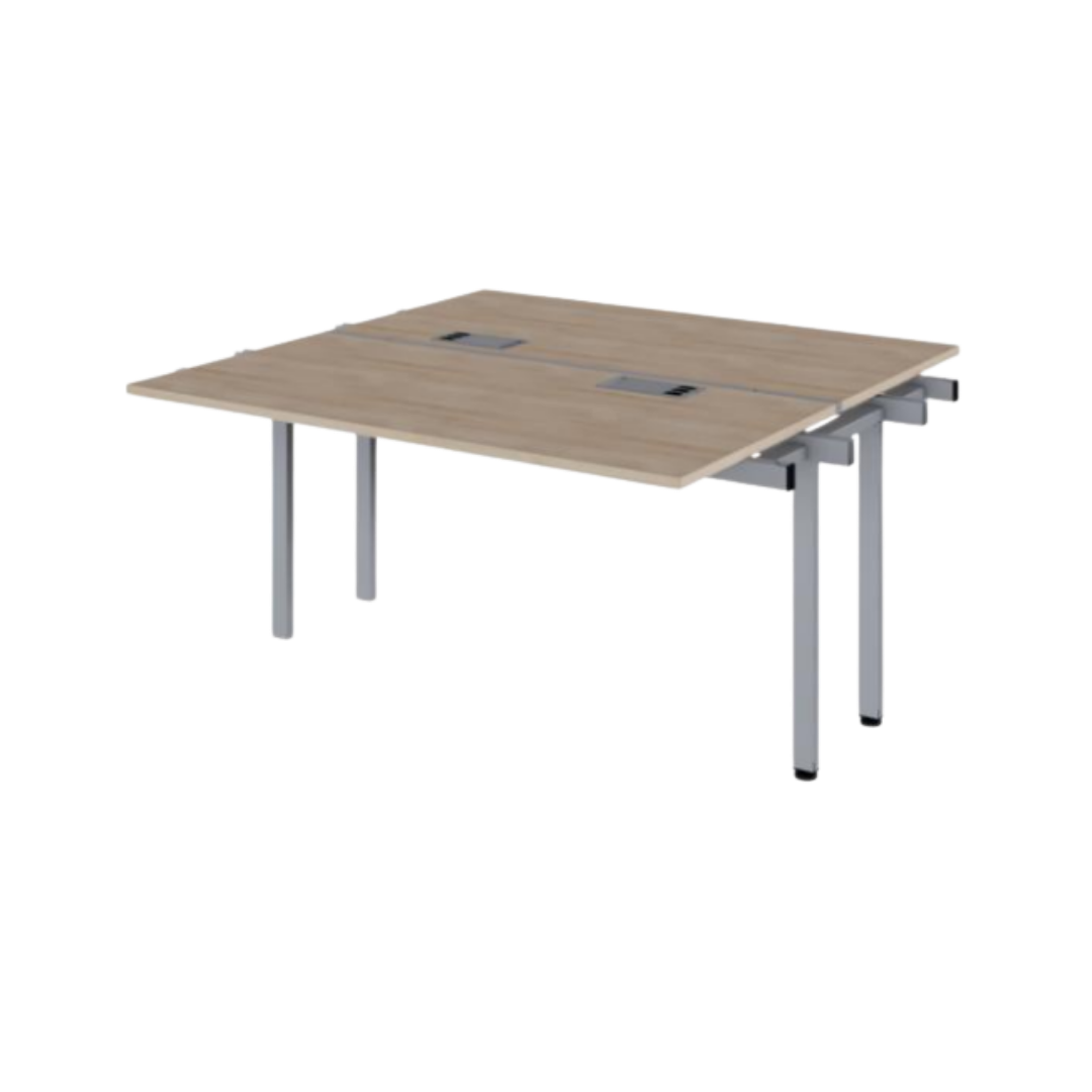 Mesa Dupla Retangular Com Leito De Fiação E Caixa De Conectividade Módulo Final 1400x1400x740mm