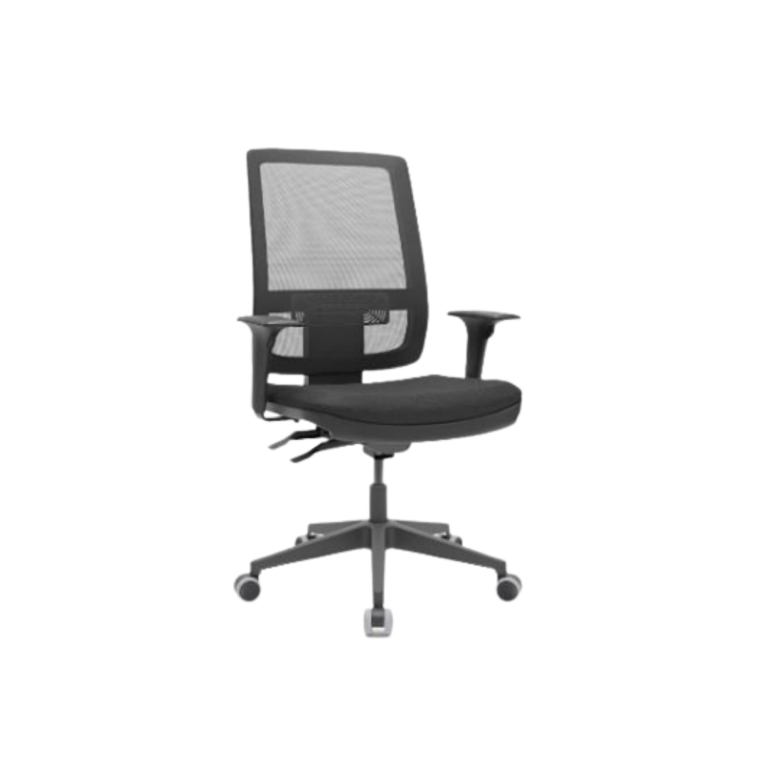 Cadeira Giratória Encosto Alto Em Malha Respirável Com Braços Reguláveis