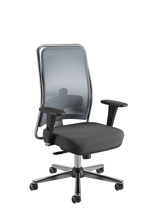 Poltrona Giratória Executiva Em Tela Com Braços Reguláveis E Base Metálica - Cavaletti