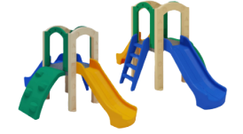 Mini Playground - Patamar de Madeira Plástica com Escorregadores e Acessórios